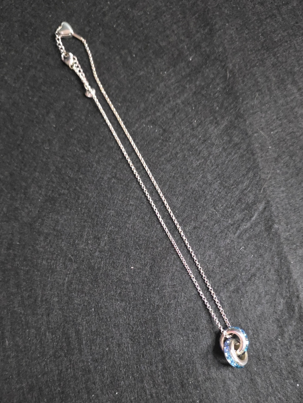 Brighton Silver Double Ring Necklace with Blue Accents